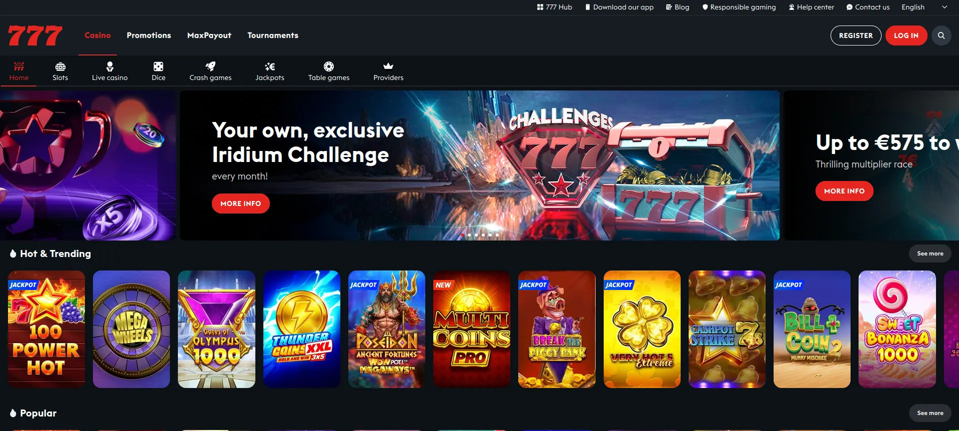 777 casino bonus 100% až 3 666 Kč